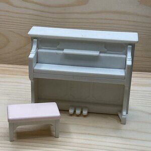 Calico Critters Dolls Upright White Piano Pink Bench Sylvanian Families 2 Pc